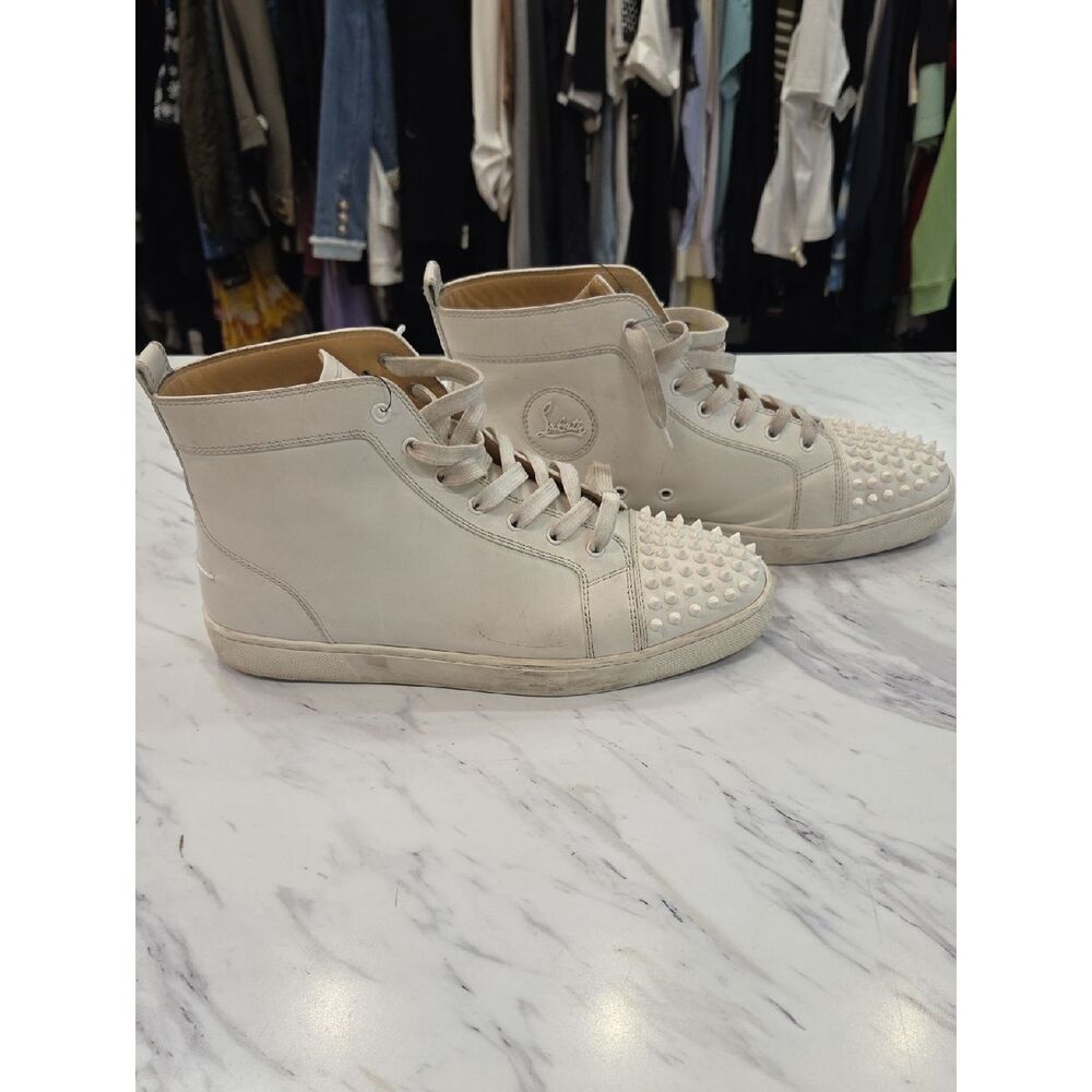 Christian Louboutin Off-White Studded High-Top Sneakers